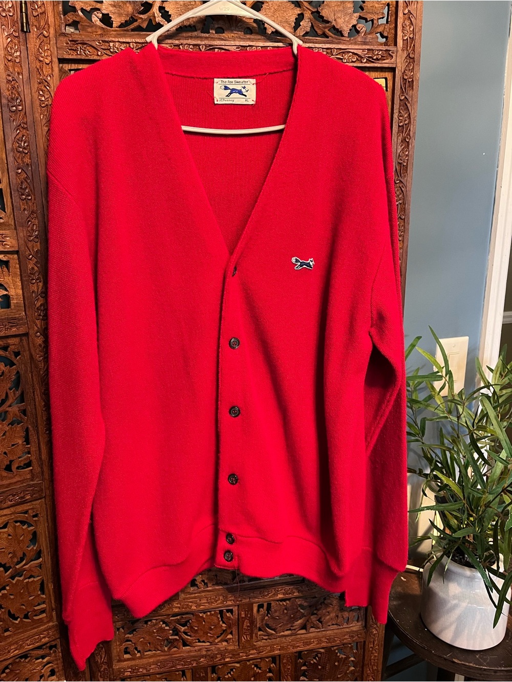 Vintage JCPenney fox logo Red Cardigan